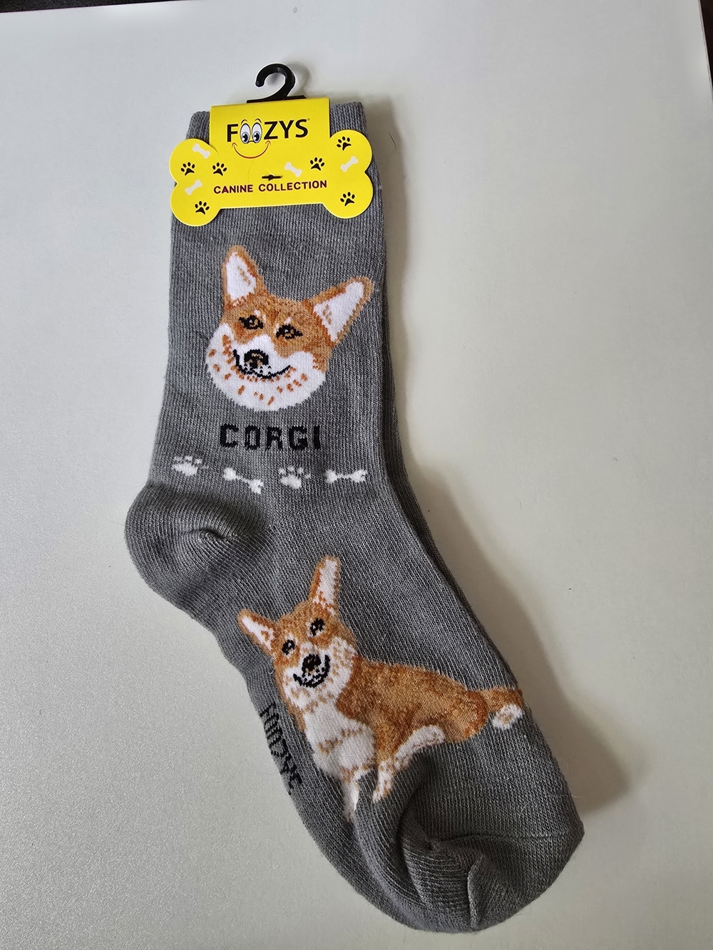 FOZZYS Canine Collection Corgi Socks - Gray